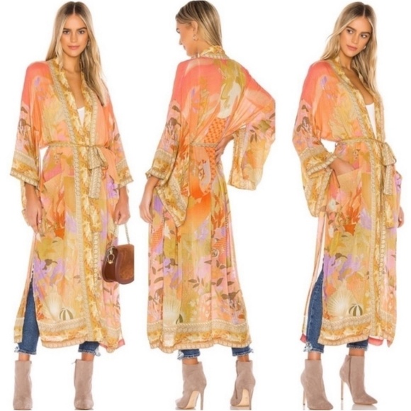 Spell And The Gypsy Madison Mermaid Maxi Robe Kimono Seashell Mermaid Motif S/M - Picture 1 of 15